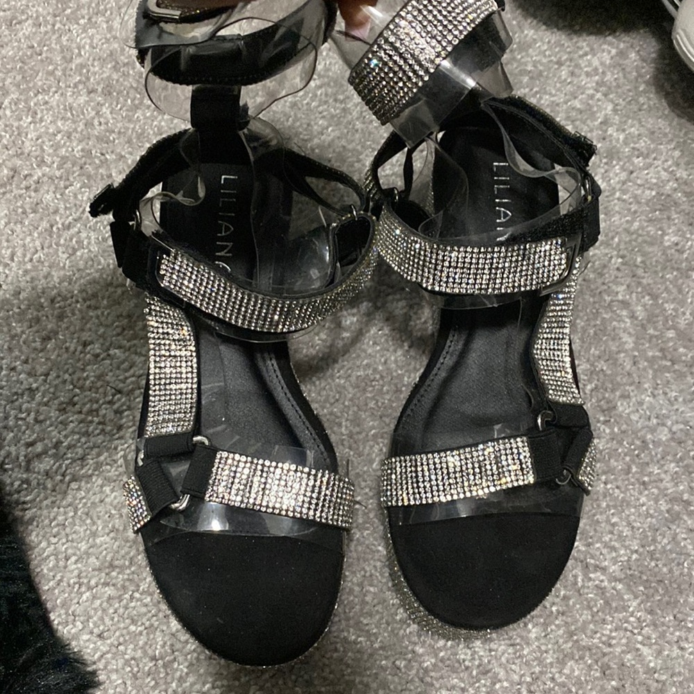 Rhinestone platform sandals 6.5